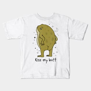 Frog Art Cottagecore Kiss My Butt Kids T-Shirt